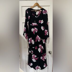 VENUS Black Dress with Pink and White Floral Design